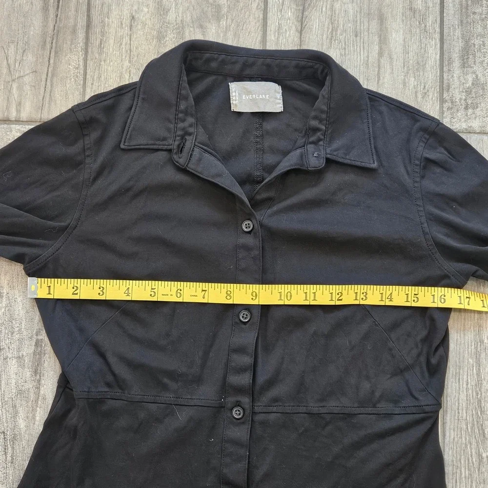 Everlane The Luxe Cotton Shirt Dress Size S Black Long Sleeve Button A-Line